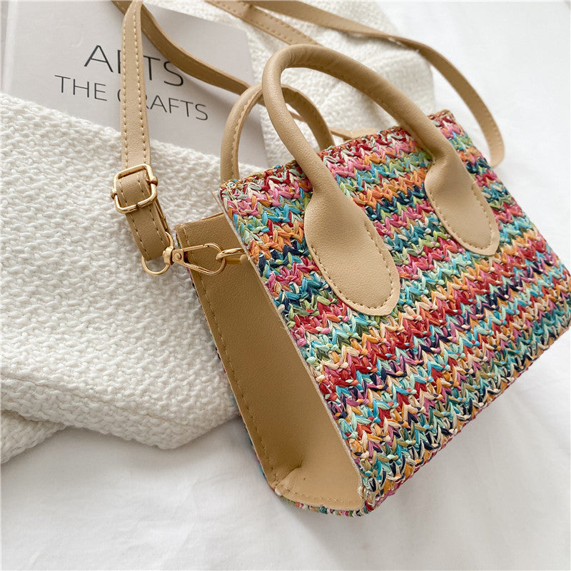 Colorful Woven Hand-held Casual Messenger Small Square Bag