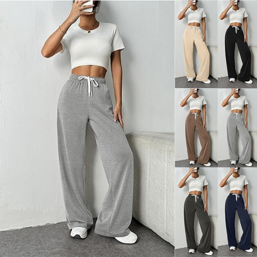 Women's Wide Leg Track Pants High Waist Loose