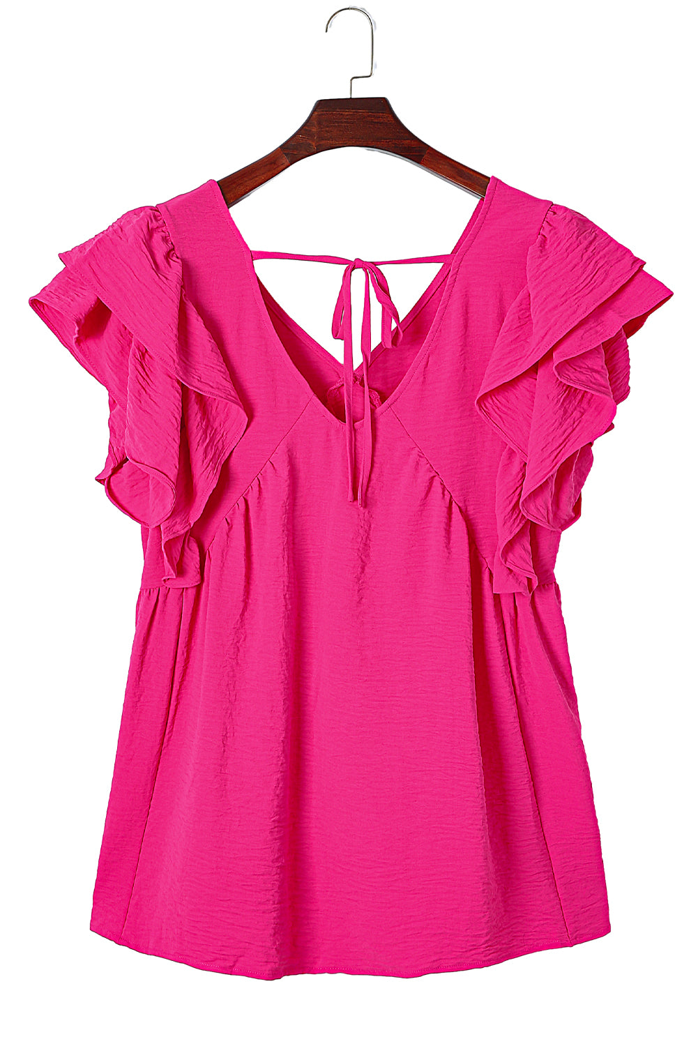 Plus Size Ruffle V Neck Tie Back Tunic Top