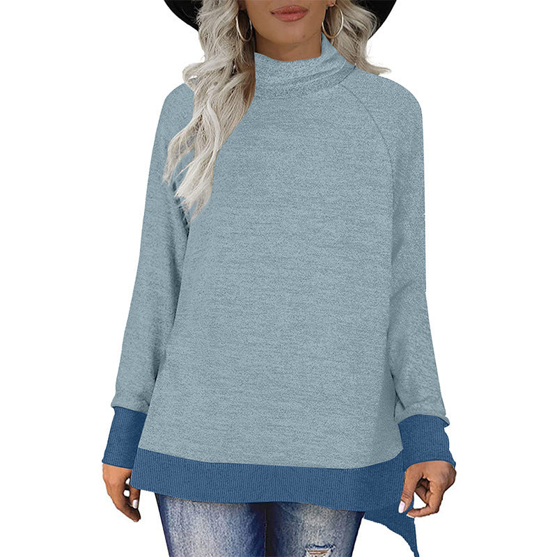 High Neck Loose Fleece Sweatshirt Color Matching