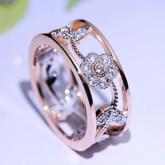 Diamond lucky flower vine leaves birthday present Bridal engagement ring engagement ring