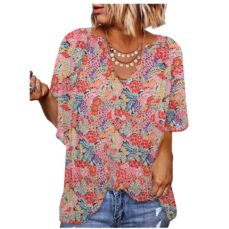 Fashionable New Printed Loose-fitting Women's Top