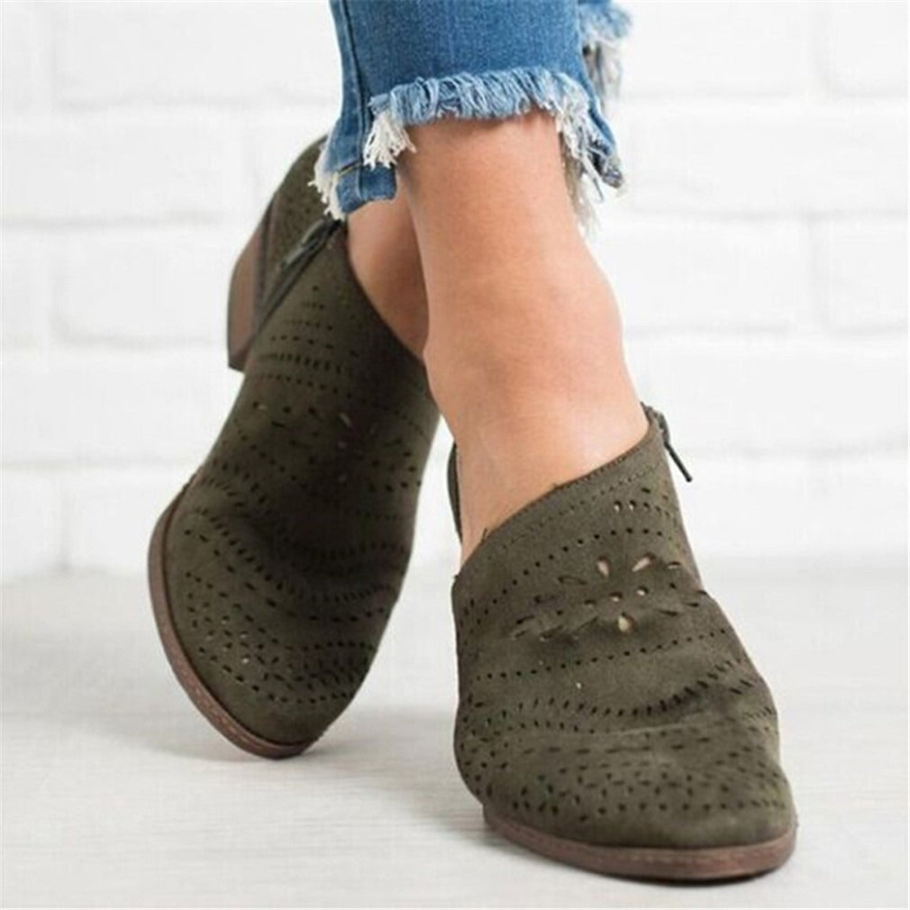 Hollow low heel women shoes