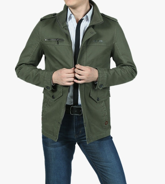 Men's jackets in foreign trade, long washed cotton leisure coat