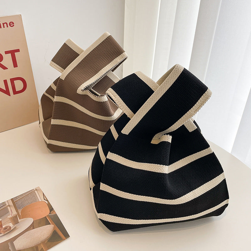 All-matching Striped Wool Knitted Handbag