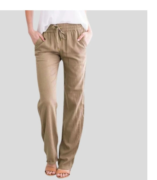 Foreign Trade Solid Color Elastic Waist Casual Trousers Women
