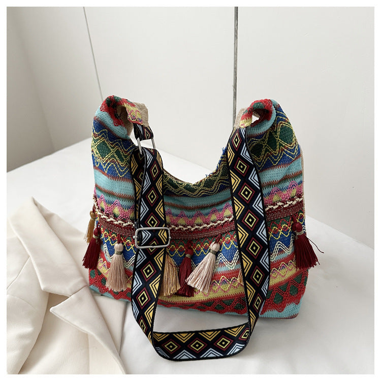 Simple Shoulder Retro Ethnic Style Large Capacity Crossbody Tote Bag