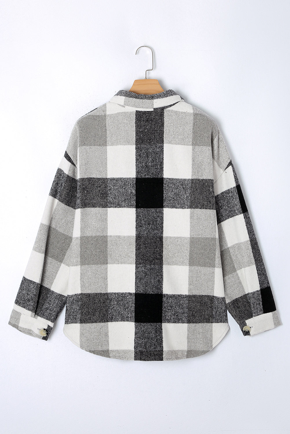 Gray Plus Size Checkered Button-Up Shacket