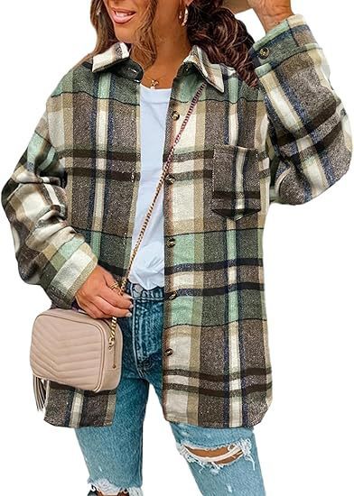 Fashionable Jacket Women's Brushed Woolen Jacket Plaid