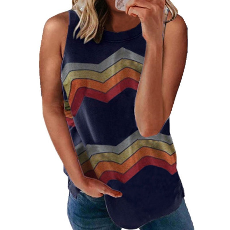 Striped Vest T-shirt Women's Top