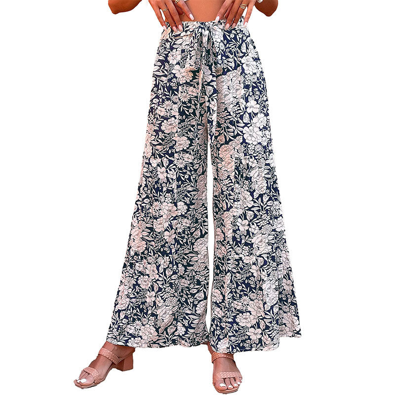 Summer New Women's Printed High-waisted Bootcut Pants