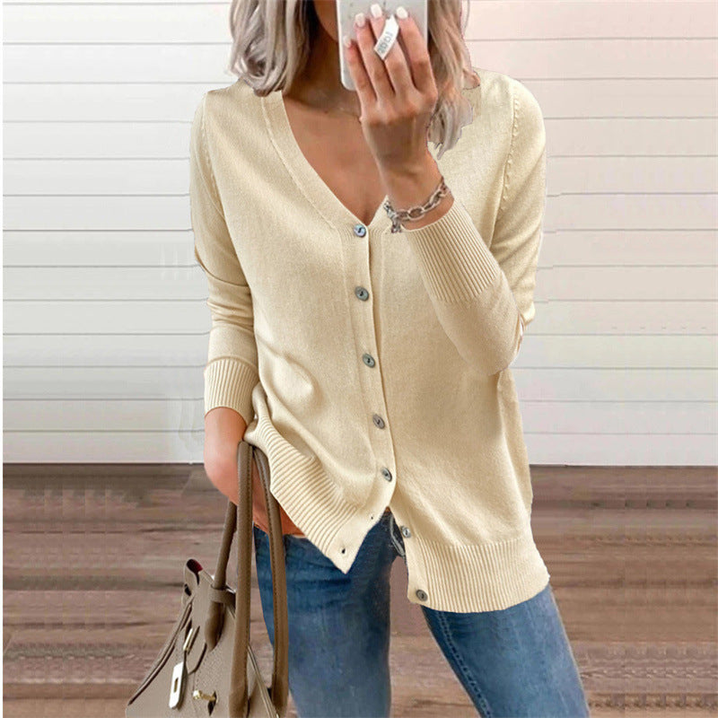 Fashionable Knitted Cardigan Sweater Coat Women's Top