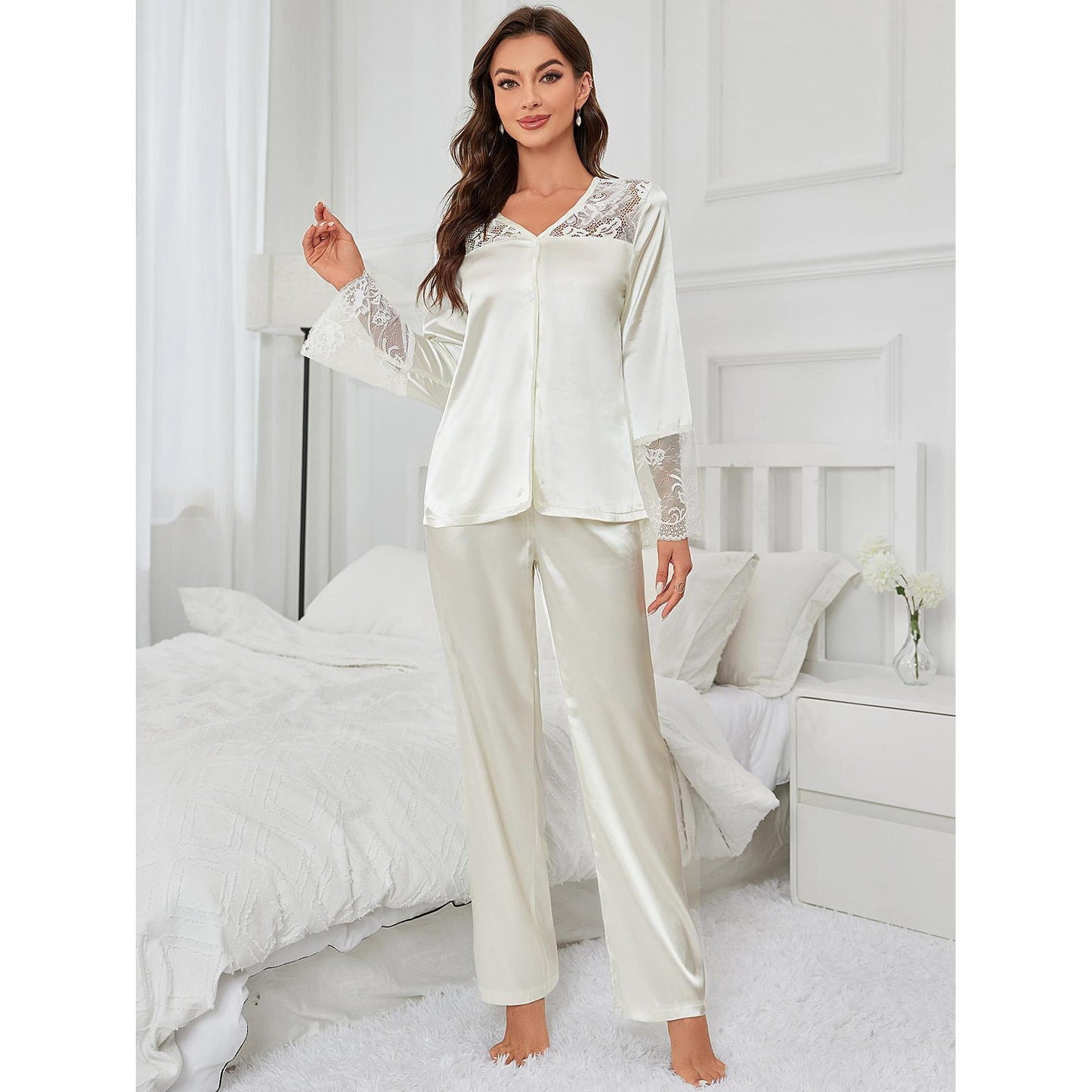 Women's Pajamas Lace Mesh Two-piece Set