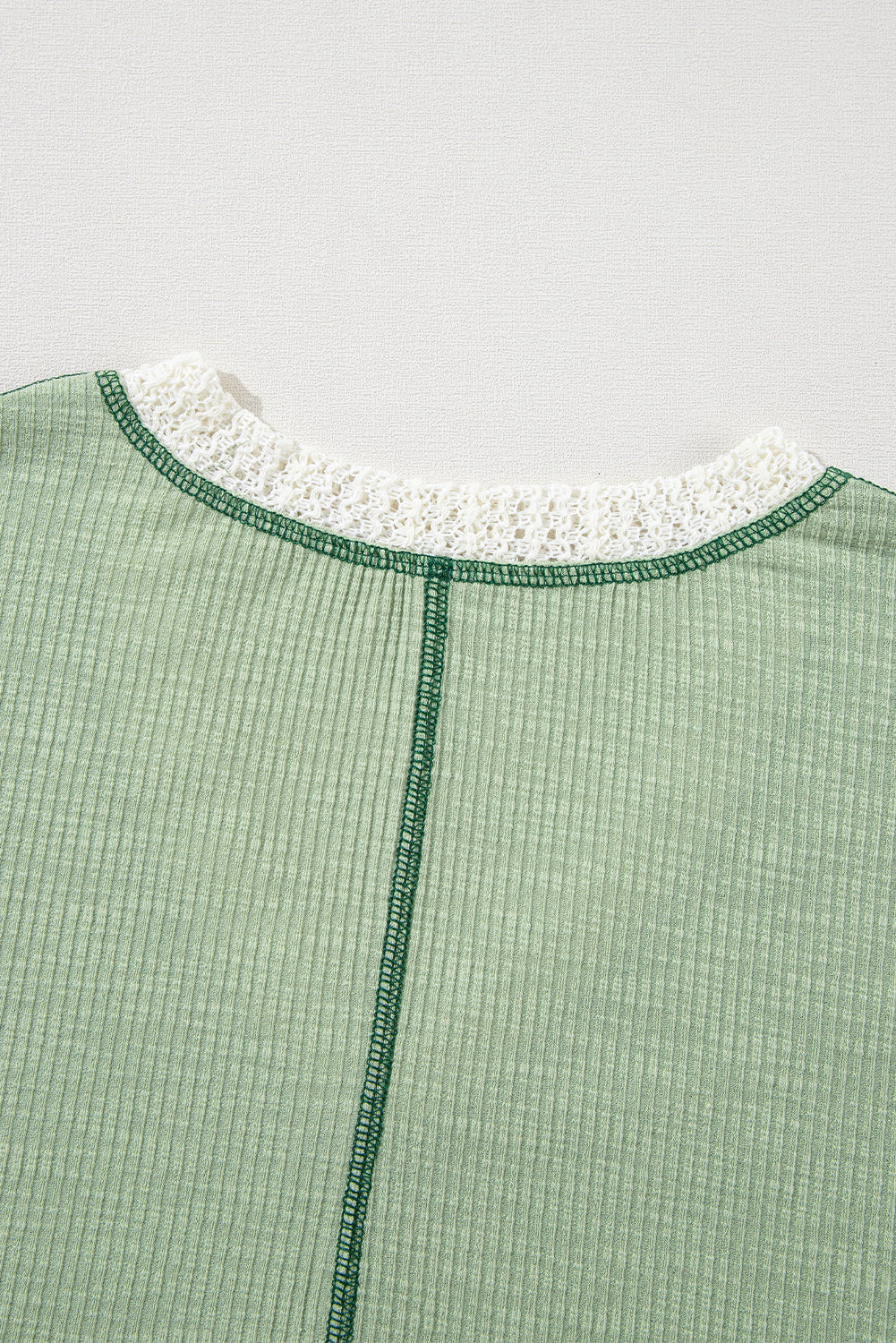 Grass Green Crochet Detail Exposed Seam High Low Loose Top