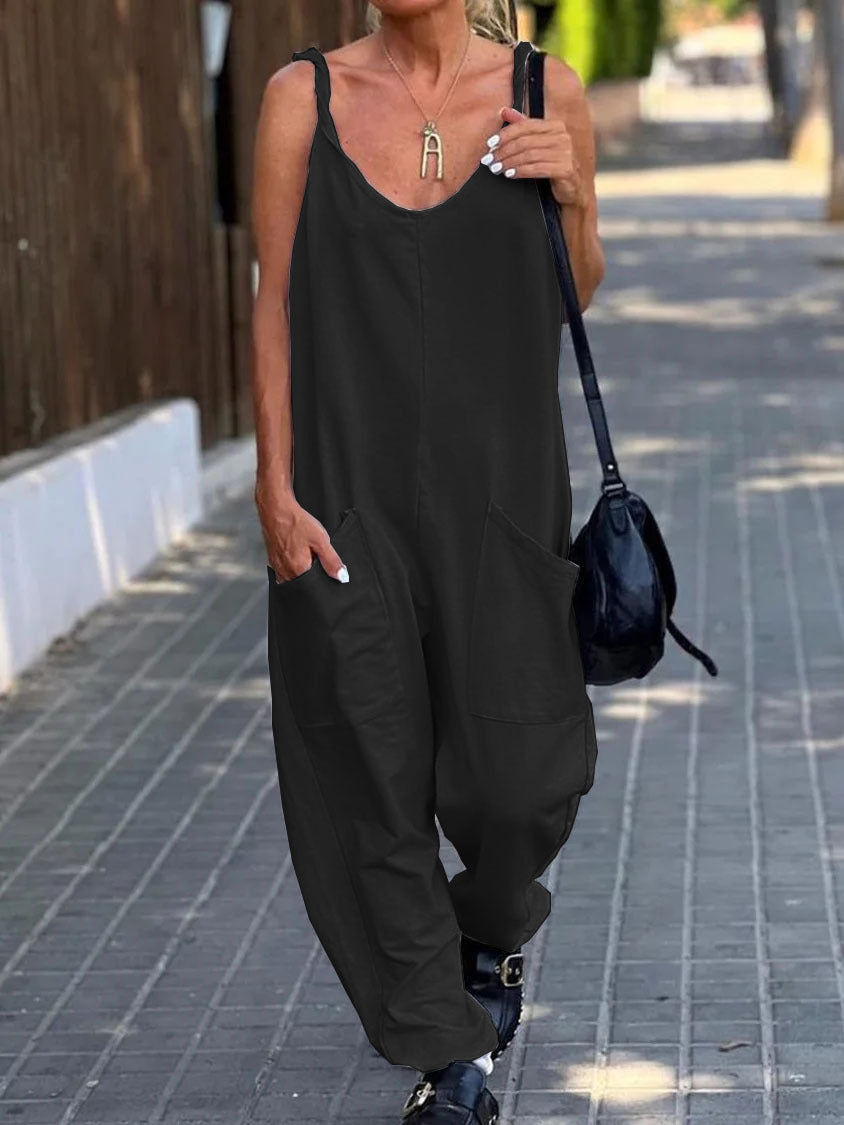 Women's Minimalist Solid Color Casual Jumpsuit