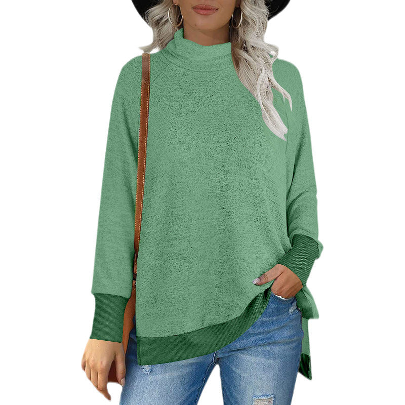 High Neck Loose Fleece Sweatshirt Color Matching