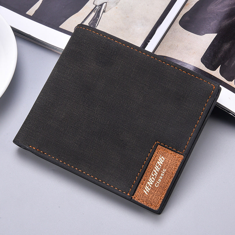 Men's Short Casual Canvas Pattern Thin Wallet