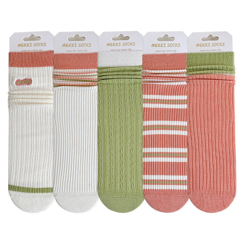 Women's Fashion Striped Embroidered Socks
