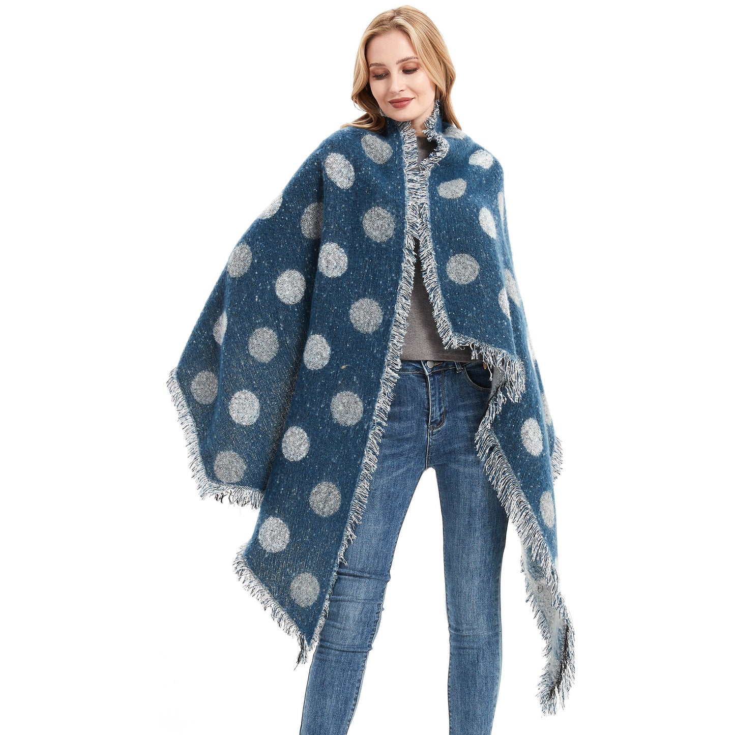 European And American Autumn And Winter Scarf Women's Circle Yarn Polka Dot Angle Thickened Shawl