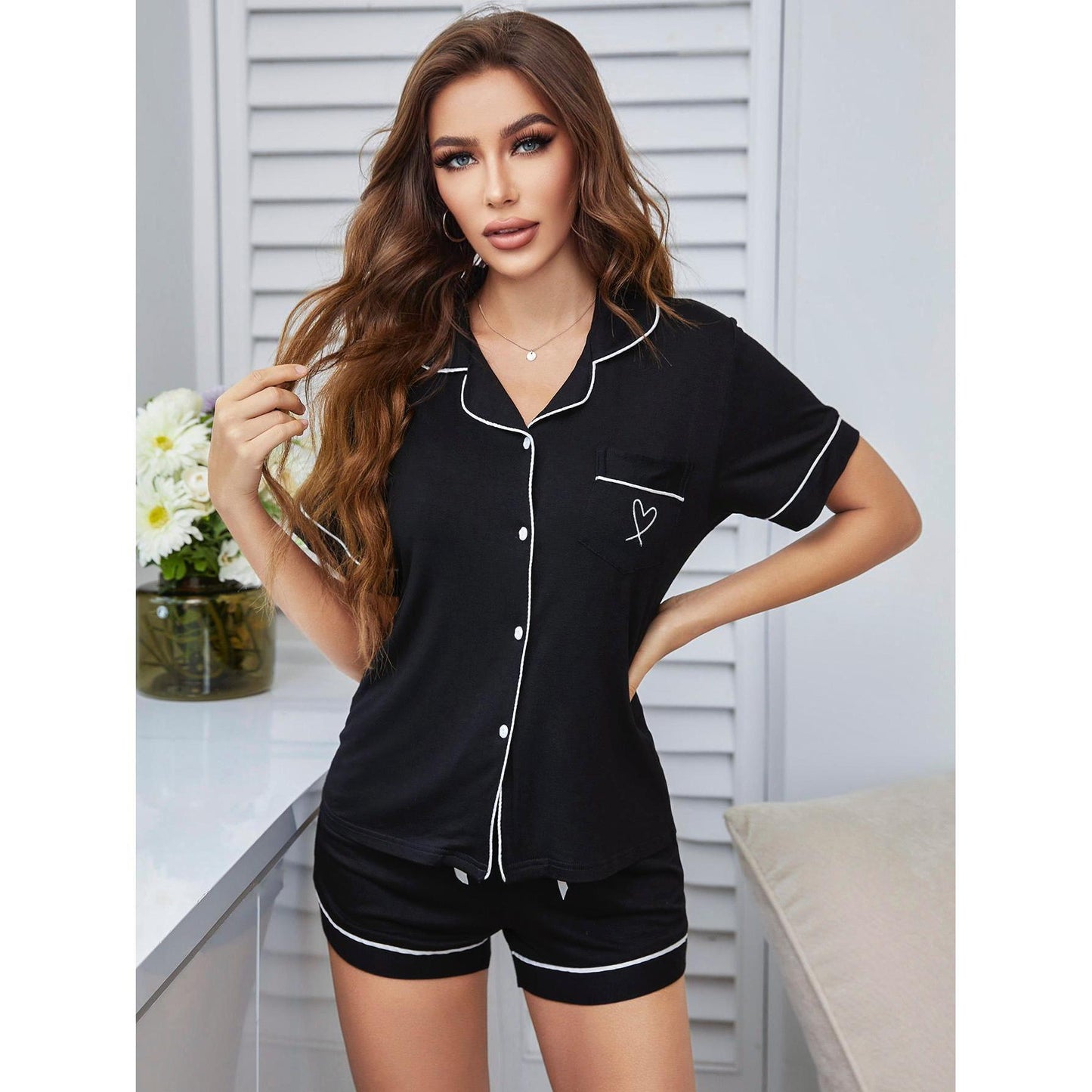 Cardigan Short Sleeved Pajama Home Set