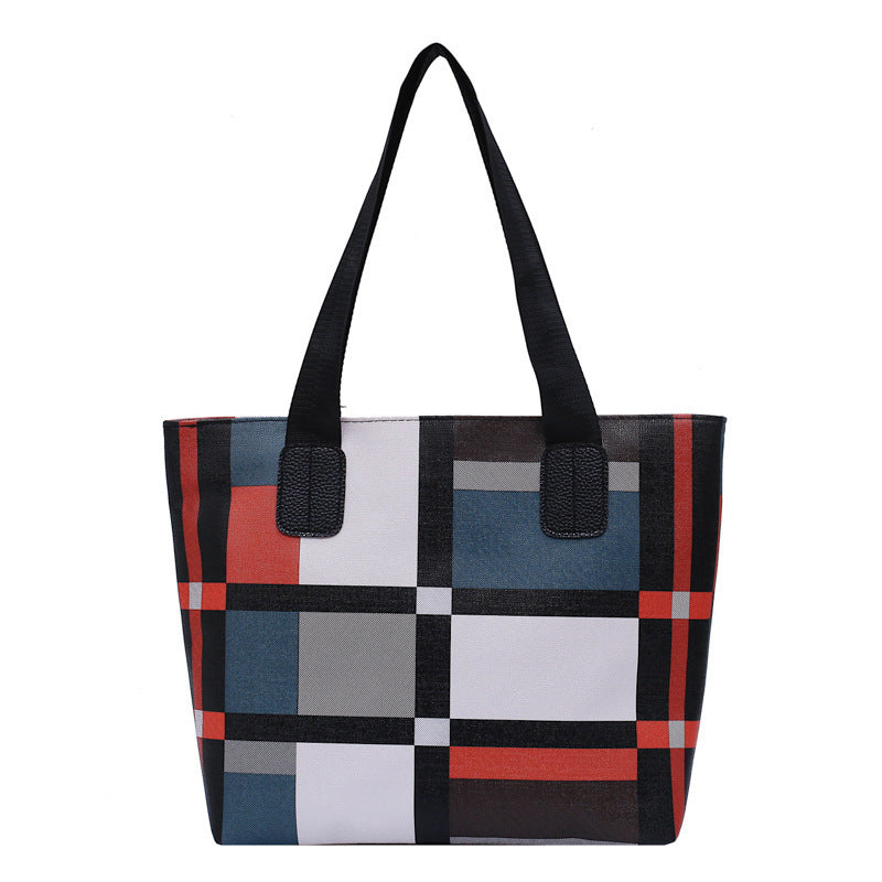 Women's Plaid Large Capacity Shopping Bag