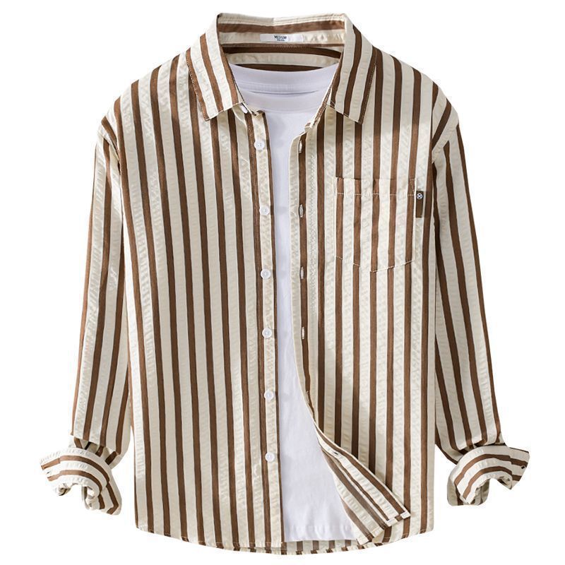 Color Matching Long Sleeve Stripe Men's Shirt