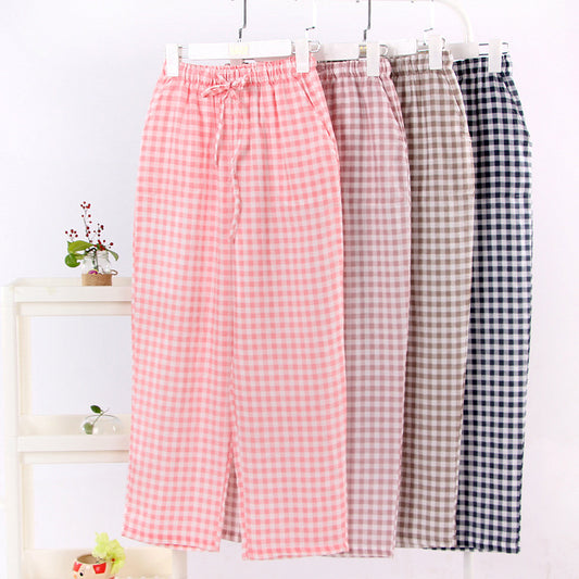 Simple Home Wear Pajama Double-layer Gauze Plus Size Confinement Pants