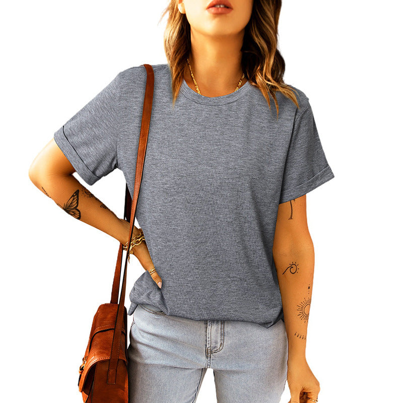 Solid Color Casual Short-sleeved Top Ladies