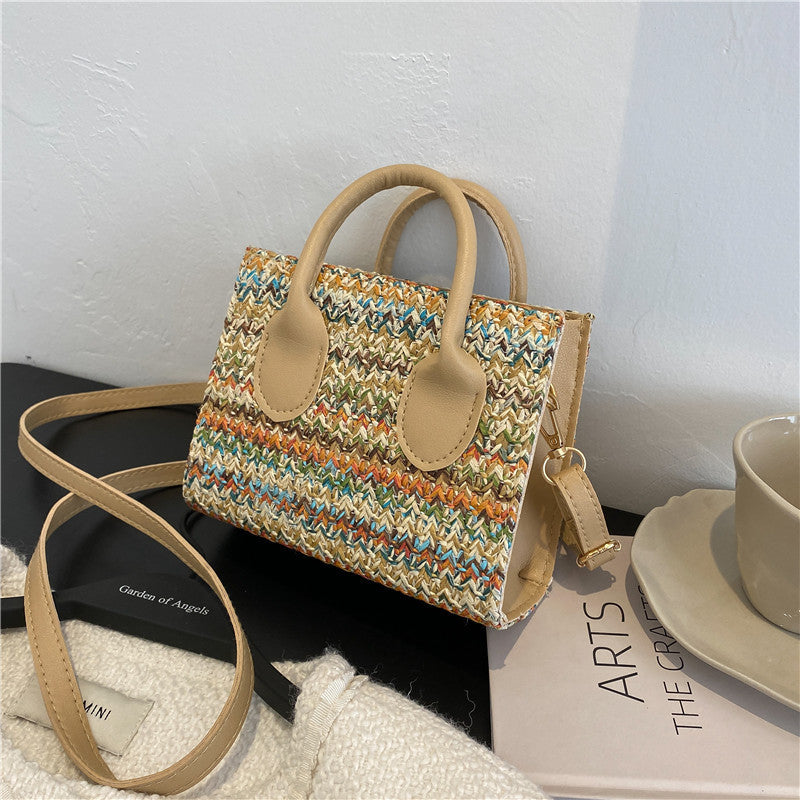 Colorful Woven Hand-held Casual Messenger Small Square Bag