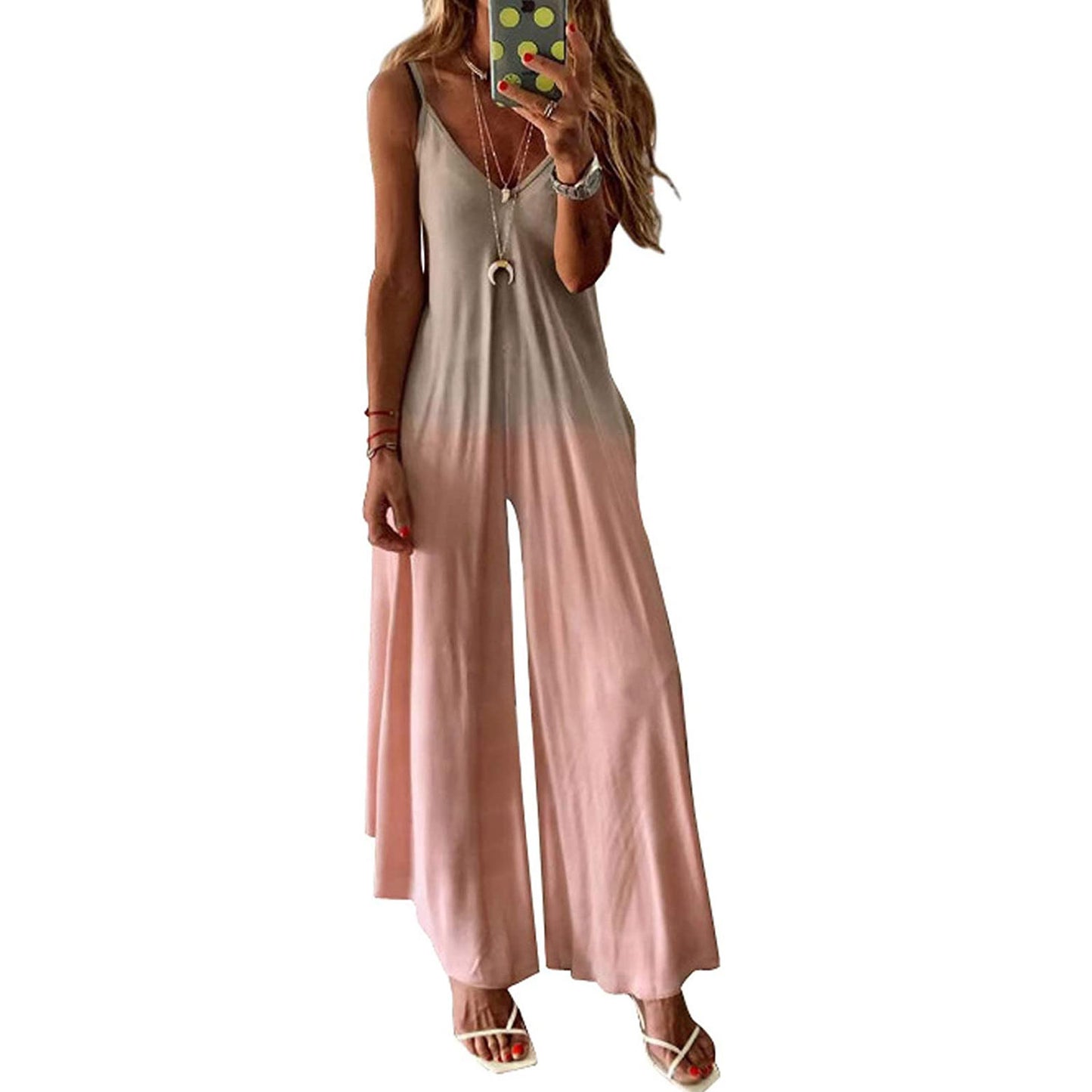 V-neck A Version Long Skirt Loose  Suspender Jumpsuit