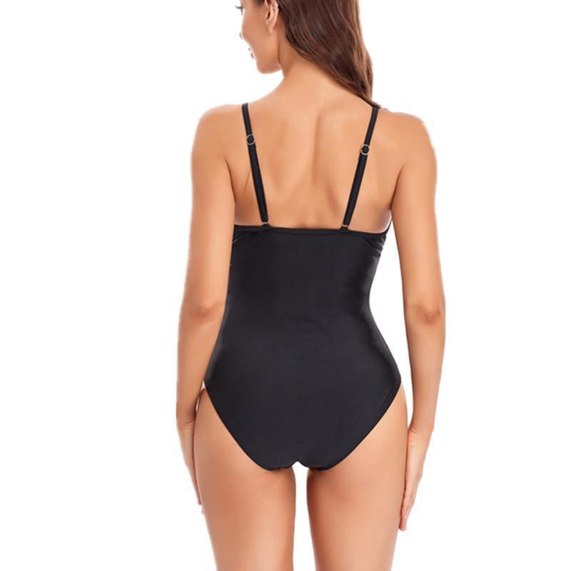 Ladies' Mesh Solid Color Swimming One-piece Swimsuit