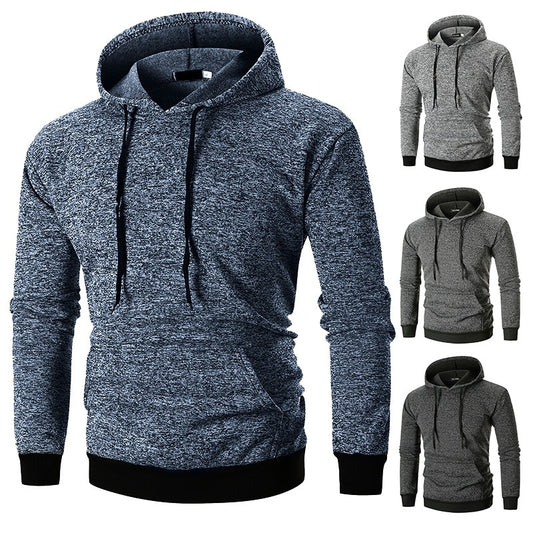 Men's Large Pocket Pullover Hooded Solid Color Coat Sweatshirt