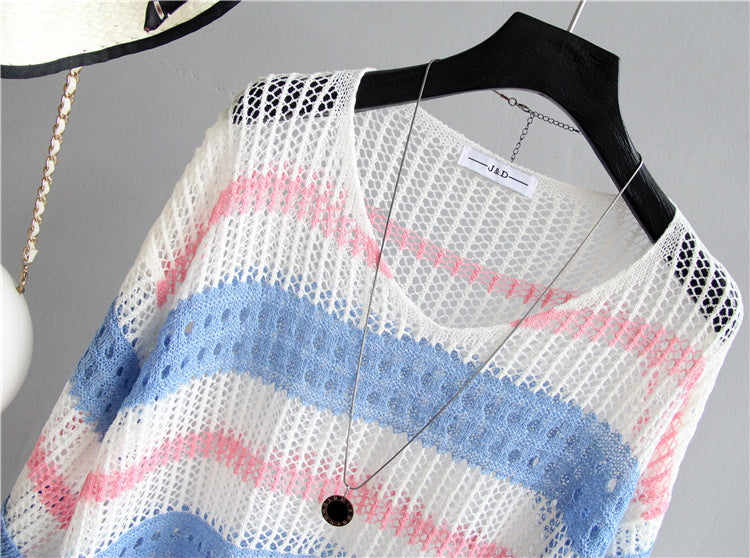 Striped Sweater Loose Sunscreen Clothes Women