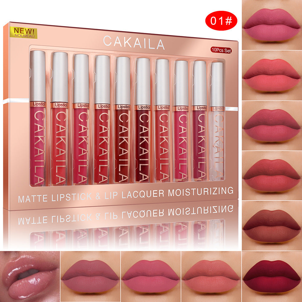 Pack Of 10 Matte Nonstick Cup Waterproof Lip Gloss