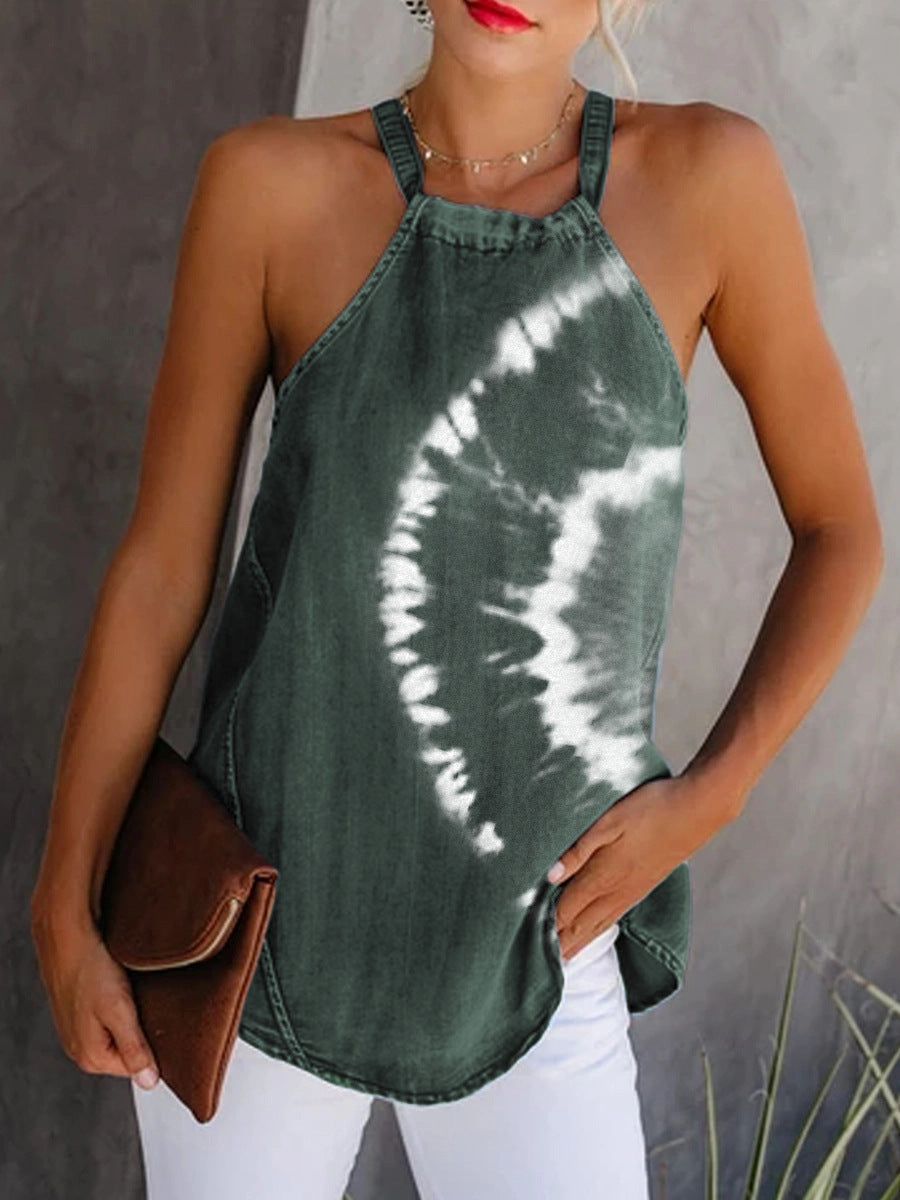 Women's Tie-dye Straps Sleeveless Small Sling