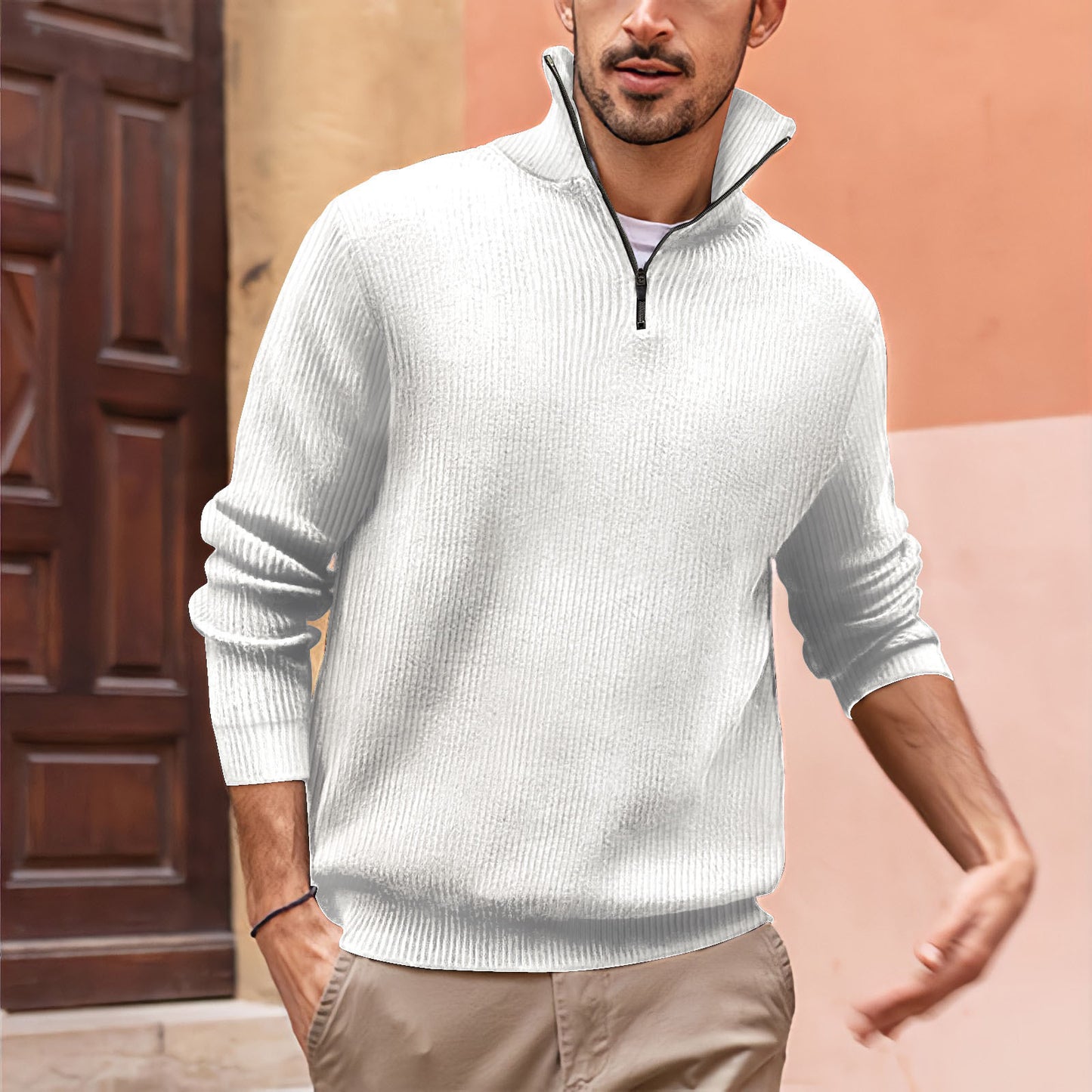 New POLO Zip High Neck Men's Pull Over Sweater