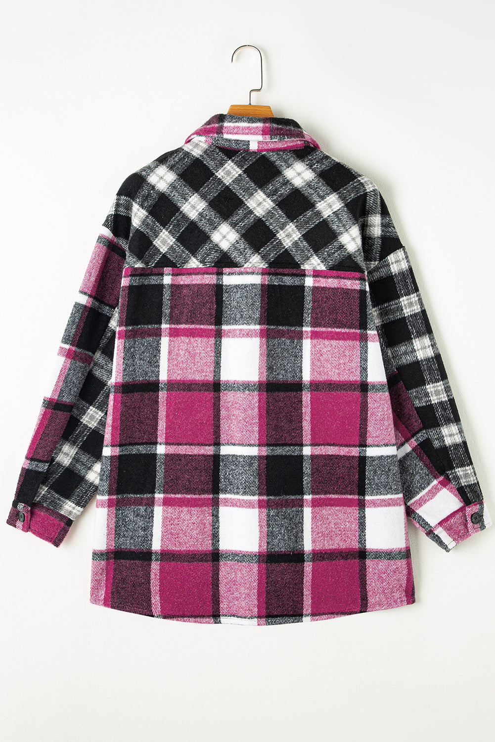 Black Plaid Colorblock Loose Shacket