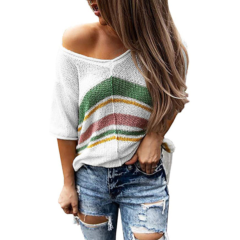 Contrasting color sweater women
