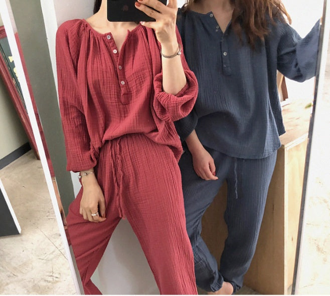 Round Neck Loose And Comfortable Pajamas Suit