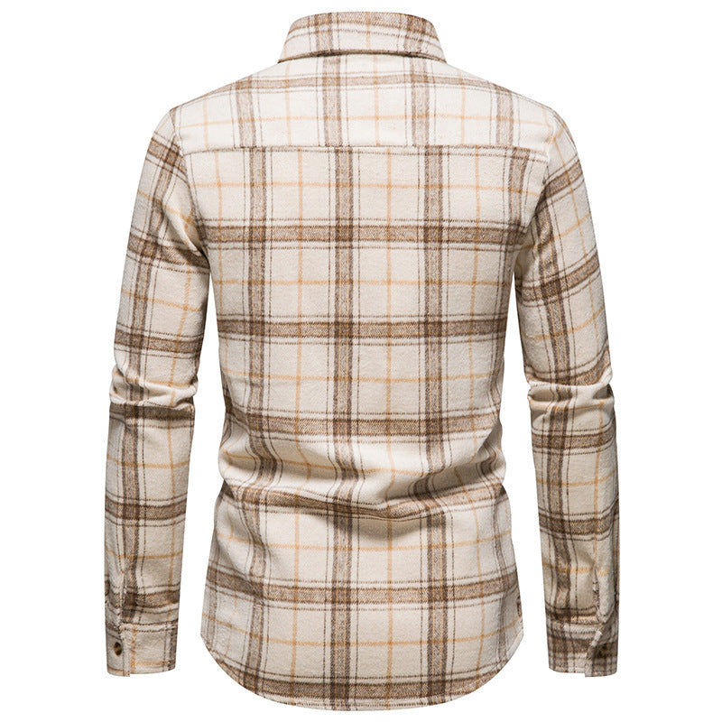 Men's Thick Warm Woolen Flannel Casual Long sleeve