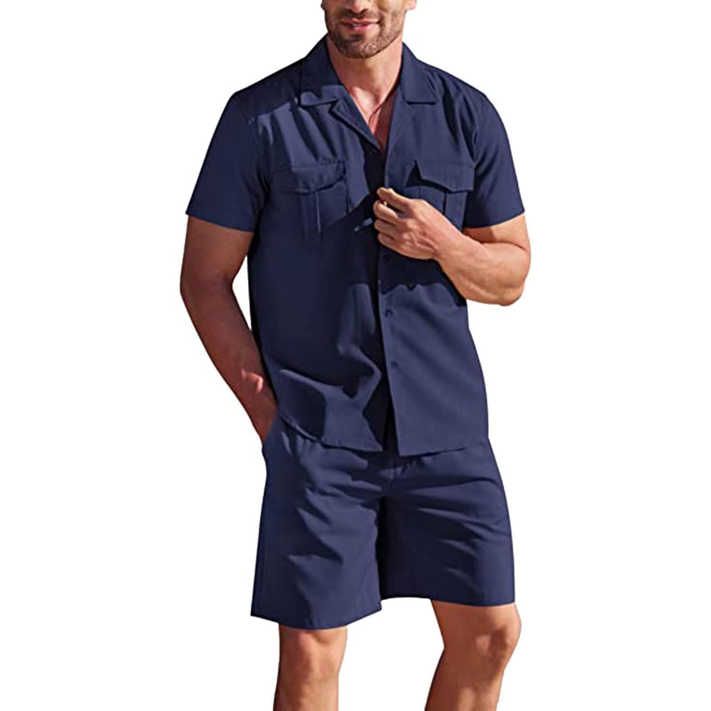 Summer Menswear Linen Short Sleeve Shirt Outfit