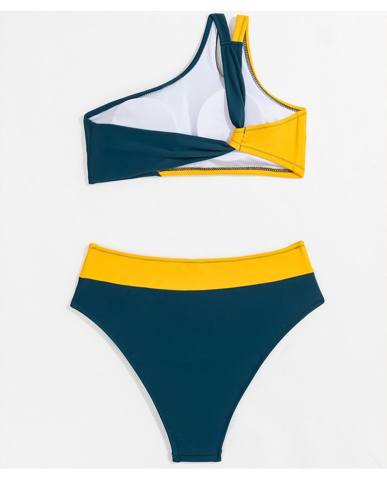 Female European And American Single Shoulder Split Swimsuit