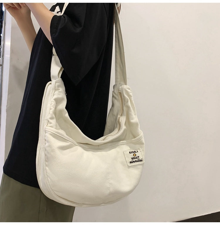 Minority All-match Shoulder Large Capacity Washed Canvas Bag