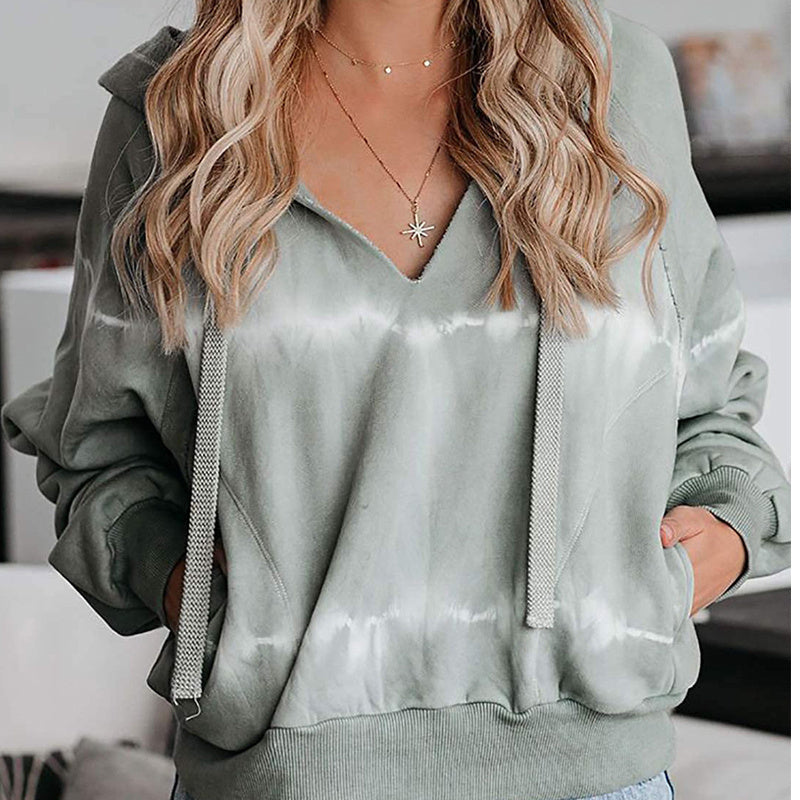 Tie-dye Loose Gradient Casual Hooded Sweater