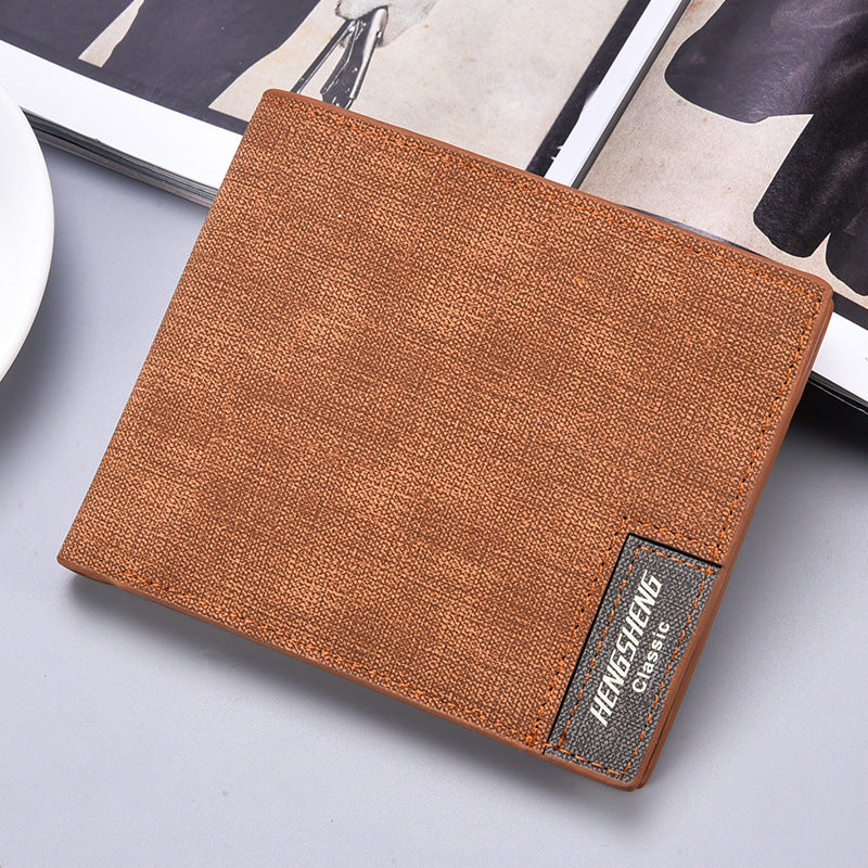 Men's Short Casual Canvas Pattern Thin Wallet