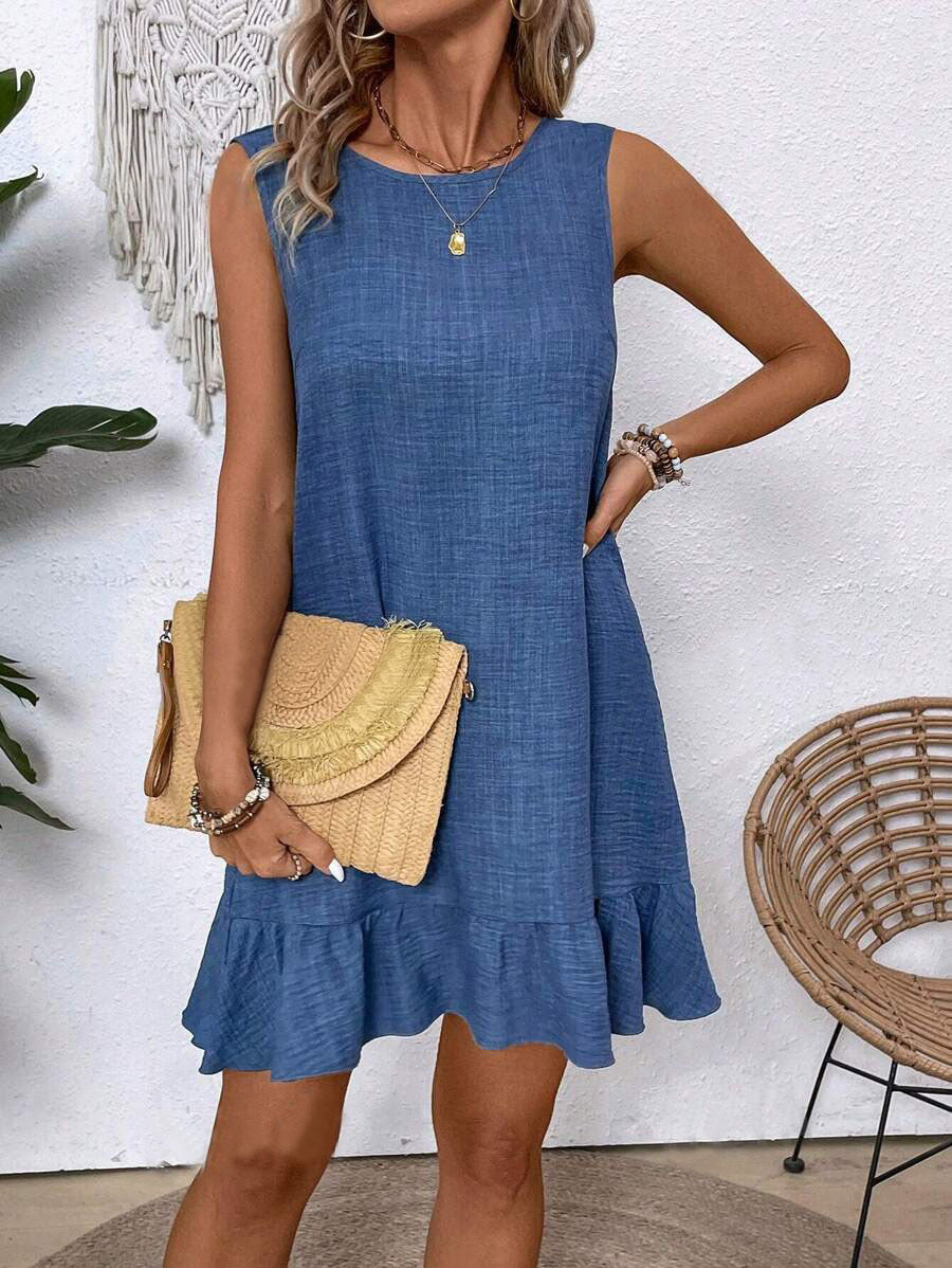 Women's Sleeveless Vest Dress Back Lace-up