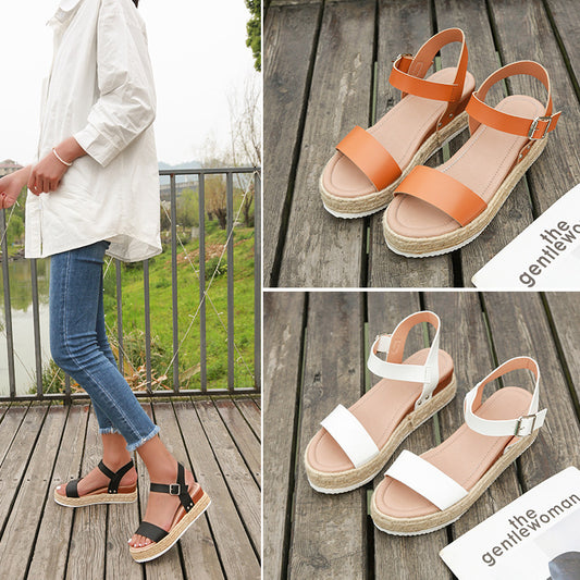 Wedge Sandals For Women Hemp Rope Sole Platform Shoes