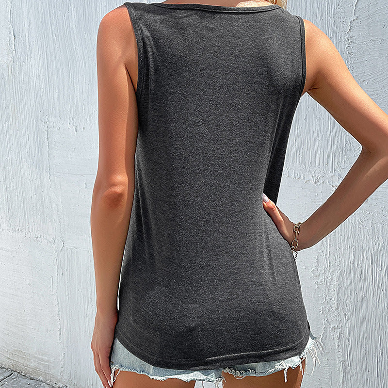 Twist T-shirt Solid Color European And American Tank Top