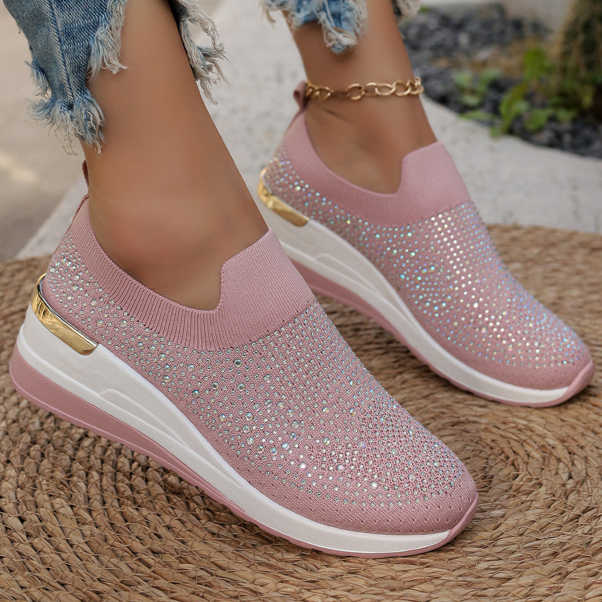 Spring Flyknit Slip-on Casual Mesh Breathable Sock-like Shoes