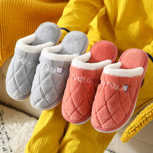 Couples' Cotton Slippers For Women's Indoor Household Use In Autumn And Winter